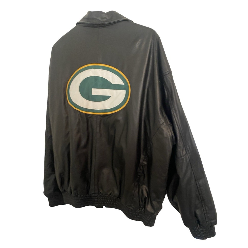 Green Bay Packers XL Miller Lite Leather Jacket Men's Large Vintage - Picture 3 of 14
